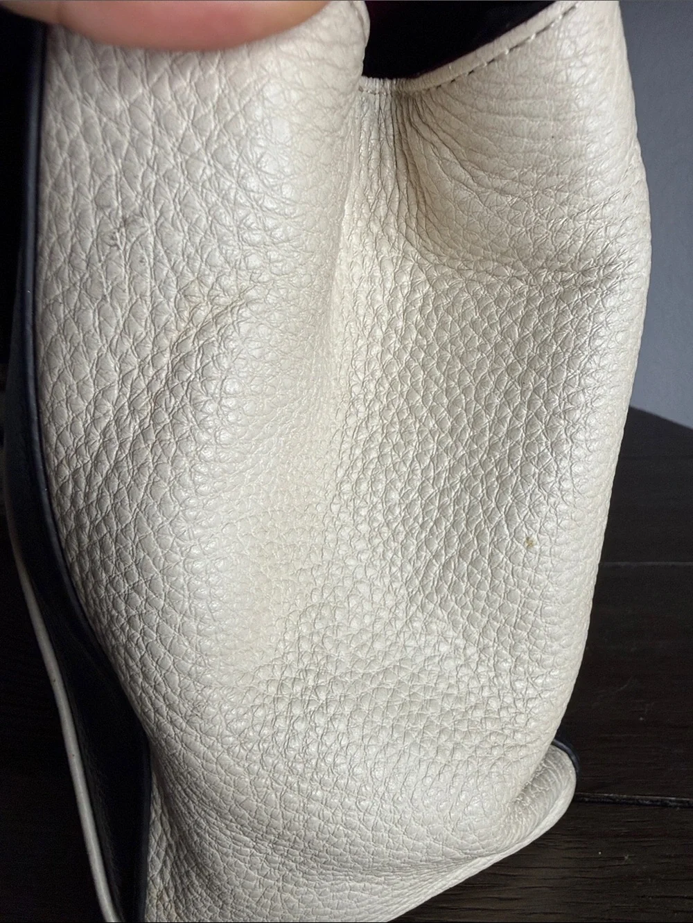KATE SPADE Ivory & Black Colorblock Wesley Place Pebbled  Leather Handbag